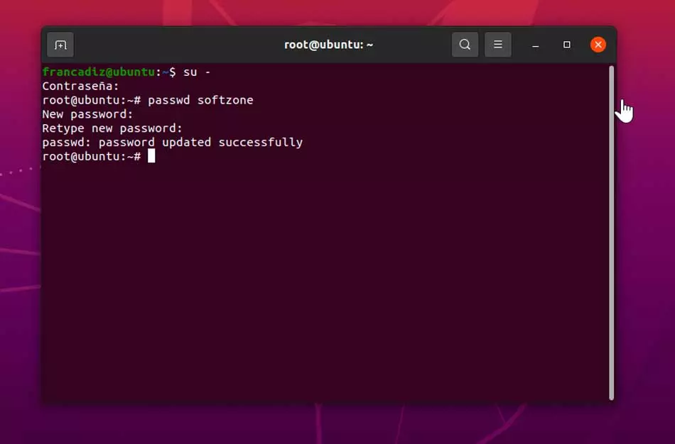 Terminal Linux changer le mot de passe d'un autre utilisateur