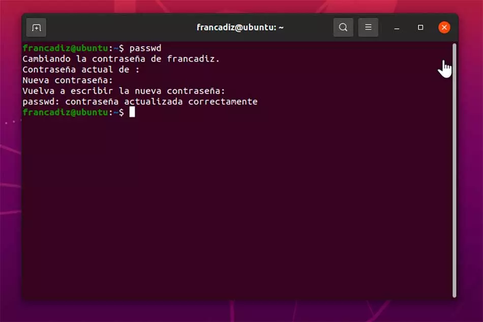 Terminal Linux changer le mot de passe de l'utilisateur