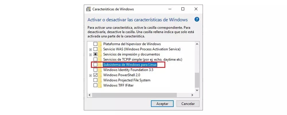Activer le sous-système Windows pour Linux