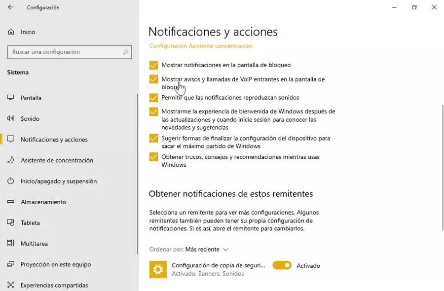 Notifications de configuration de Windows 10