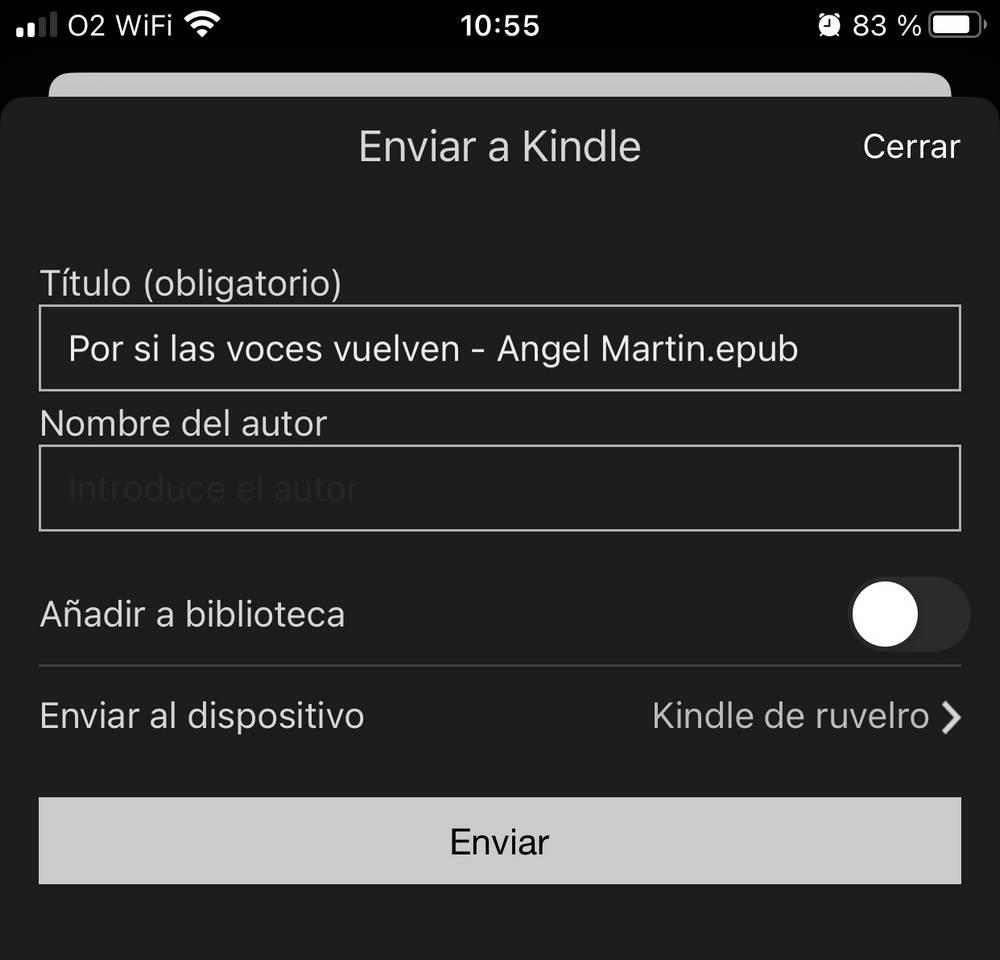 Envoyer EPUB au Kindle depuis l'application