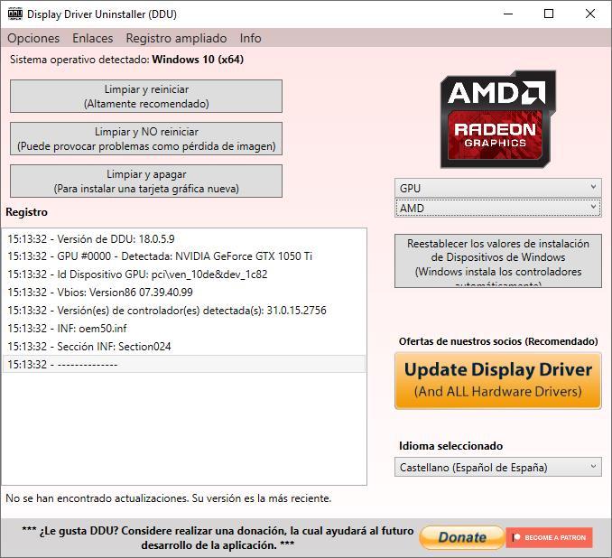 AMD Désinstaller les pilotes graphiques DDU