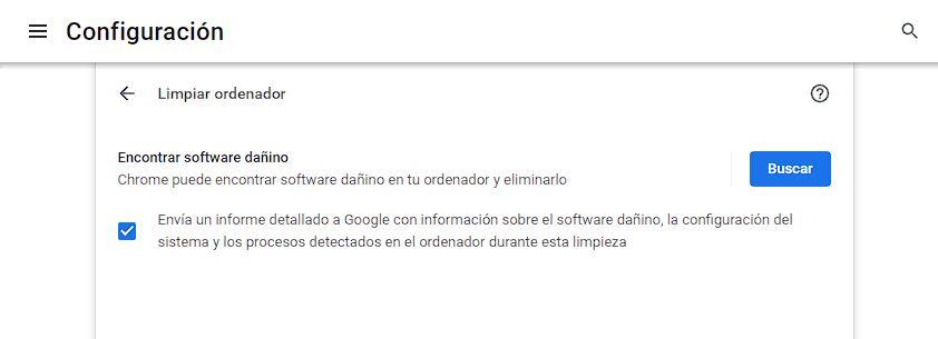 Google Chrome - Recherche de logiciels malveillants 1