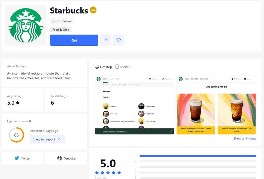 application Starbucks