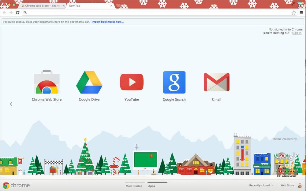 Thème Chrome Google Santa Tracker