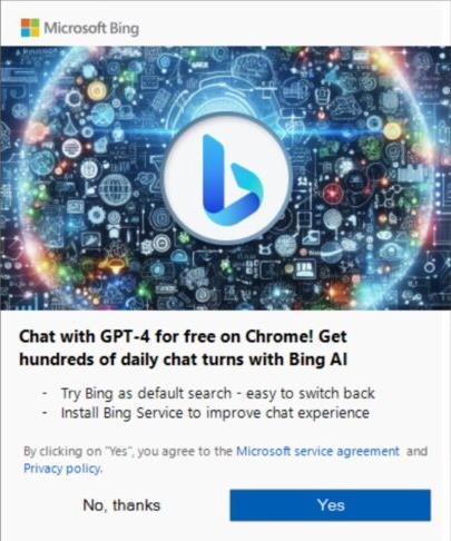 Message Bing Chrome